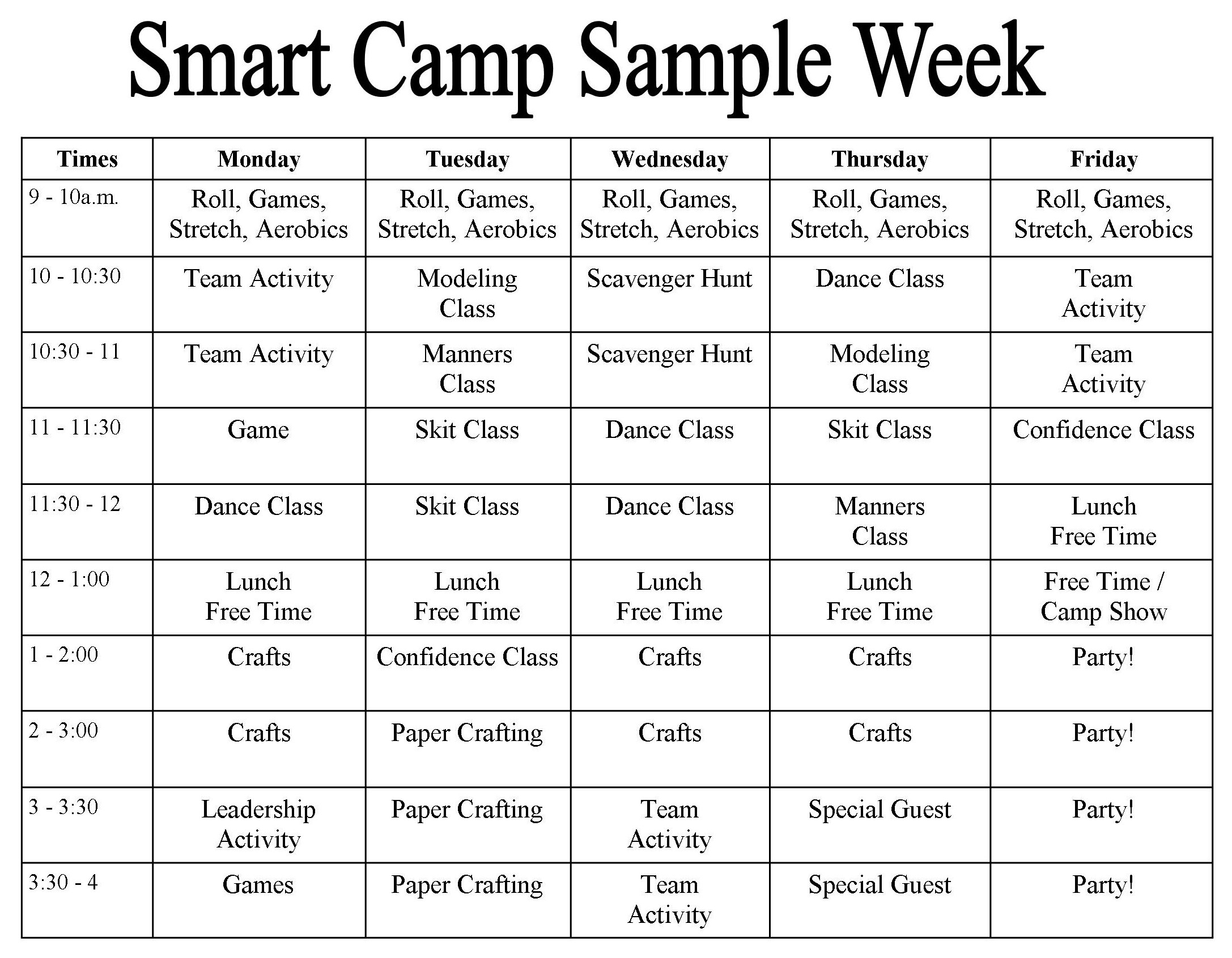 Smart Summer Camp Activities 2019